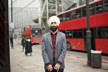Portrait of man wearing turban