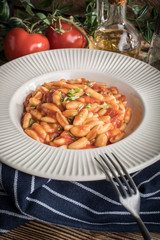 Cavatelli pasta with fresh tomato sauce.