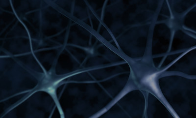 Neurons in the brain. Neurons abstract blue background