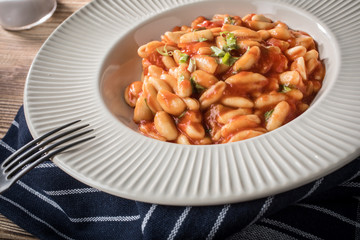Cavatelli pasta with fresh tomato sauce.
