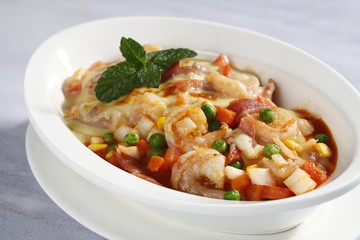 baked seafood risotto