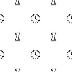 Sewing fabric with Seamless clock icons pattern on white background ...