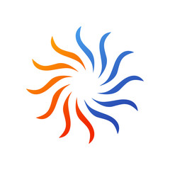 Logotipo ondas de calor y frio en color azul y naranja en fondo blanco