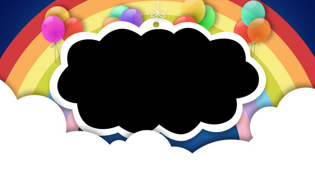 Rainbow, Balloons, and Clouds Overlay