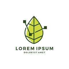 Fototapeta premium leaf connect mint stats logo vector icon