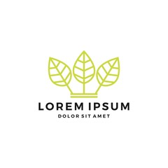 leaf crown king jungle nature logo vector icon line outline monoline