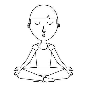 cartoon yogi man doing yoga over white background, vector illustration