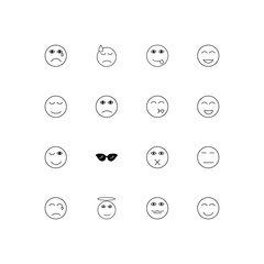 Emoticons simple linear icons set. Outlined vector icons