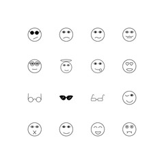 Emoticons simple linear icons set. Outlined vector icons