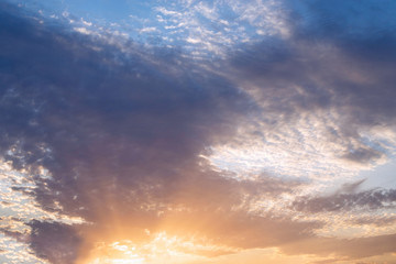 Colorful sky with clouds. Sunset background.