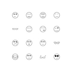 Emoticons simple linear icons set. Outlined vector icons