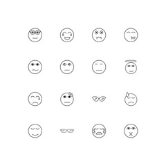 Emoticons simple linear icons set. Outlined vector icons
