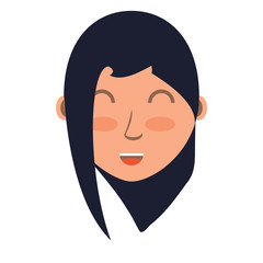 cartoon woman with long hair over white background, colorful design. vector illustration