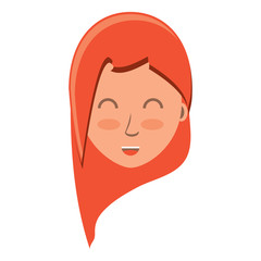 cartoon woman with long hair over white background, colorful design. vector illustration