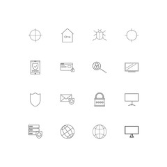 Internet Security simple linear icons set. Outlined vector icons