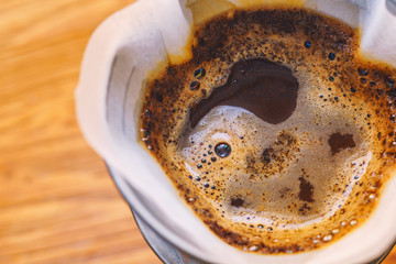 Drip brewing filtered coffee