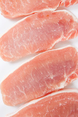 sliced raw meat isolated on white