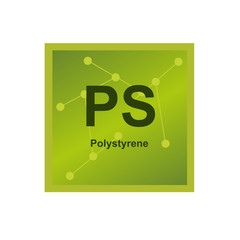 Vector symbol of Polystyrene (PS) polymer on the background from connected macromolecules