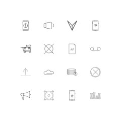 Music simple linear icons set. Outlined vector icons