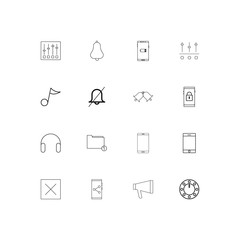 Music simple linear icons set. Outlined vector icons