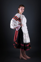 Young beautiful slovak woman in traditional costume