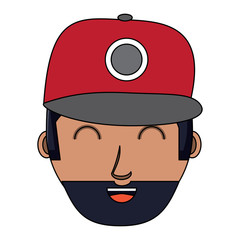 cartoon man with beard and cap over white background, colorful design.  vector illustration