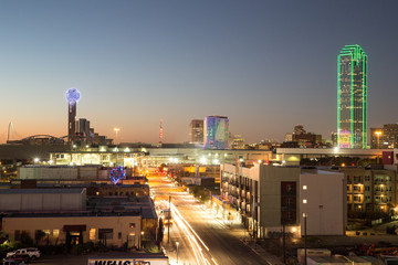 Downtown Dallas night view of city