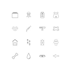 Animals simple linear icons set. Outlined vector icons