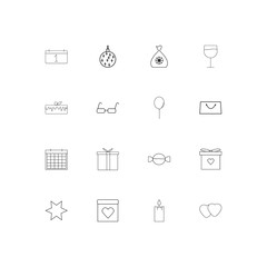 Holidays simple linear icons set. Outlined vector icons