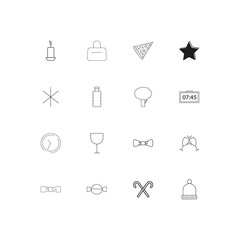 Holidays simple linear icons set. Outlined vector icons