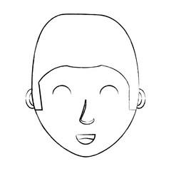 sketch of cartoon man face icon over white background, vector illustration