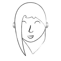 sketch of cartoon woman with short hair over white background, vector illustration