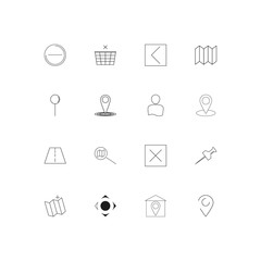 Maps And Navigation simple linear icons set. Outlined vector icons