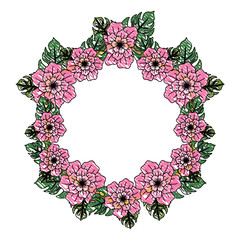 floral wreath icon over white background, colorful design. vector illustration