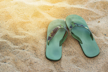 slippers on the sand summer day workout