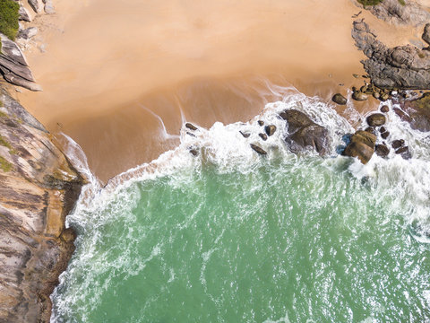 Beach in Balneario Camboriu, Santa Catarina, Brazil. Estaleirinho Beach. Aerial View.