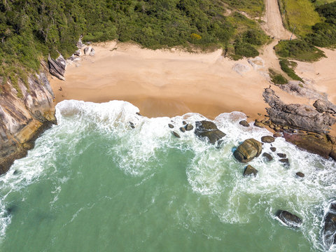 Beach in Balneario Camboriu, Santa Catarina, Brazil. Estaleirinho Beach. Aerial View.