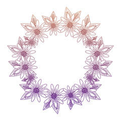 floral wreath icon over white background, colorful design. vector illustration