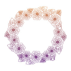 floral wreath icon over white background, colorful design. vector illustration
