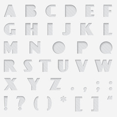 Vector Paper cut alphabet. Cutted from paper font set.