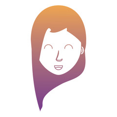 cartoon woman with long hair over white background, colorful design. vector illustration