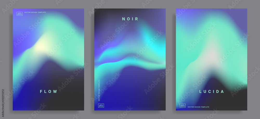 Wall mural design templates with vibrant gradient shapes