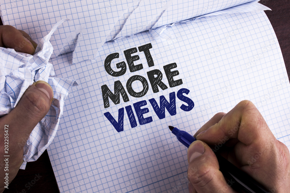 Poster word writing text get more views. business concept for increase web traffic optimise blog strategy a