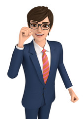 3D illustration character - A businessman of the victory pose.