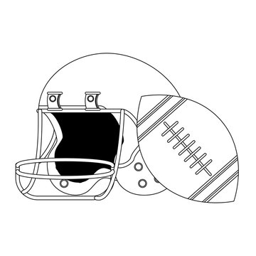 american football helmet and ball icon over white background, vector illustration