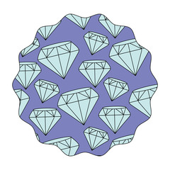 decorative circular frame with diamonds design over white background, colorful design. vector illustration