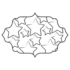 decorative arabic frame with stars design over white background, sketch design. vector illustration