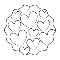circular frame with hearts design over white background, vector illustration
