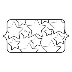 decorative banner with stars design over white background, sketch design. vector illustration