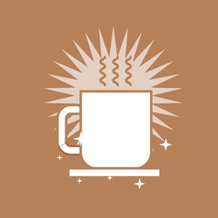 hot coffee cup color bright background card vector illustration